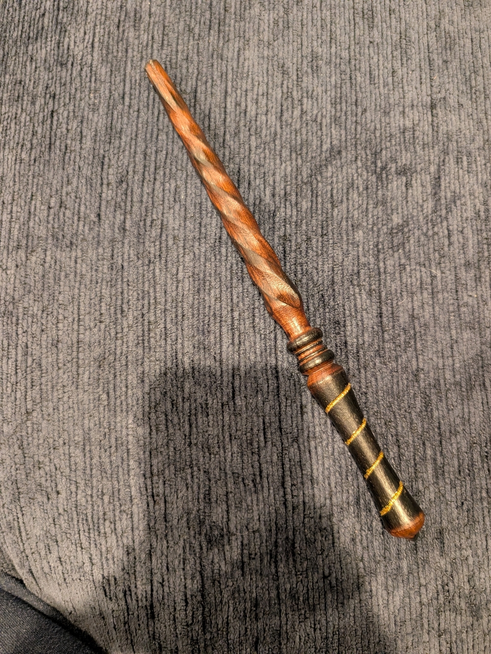 Harry Potter Hand-Carved Wood Decorative Wand with Gold Accents Wizard's Wand